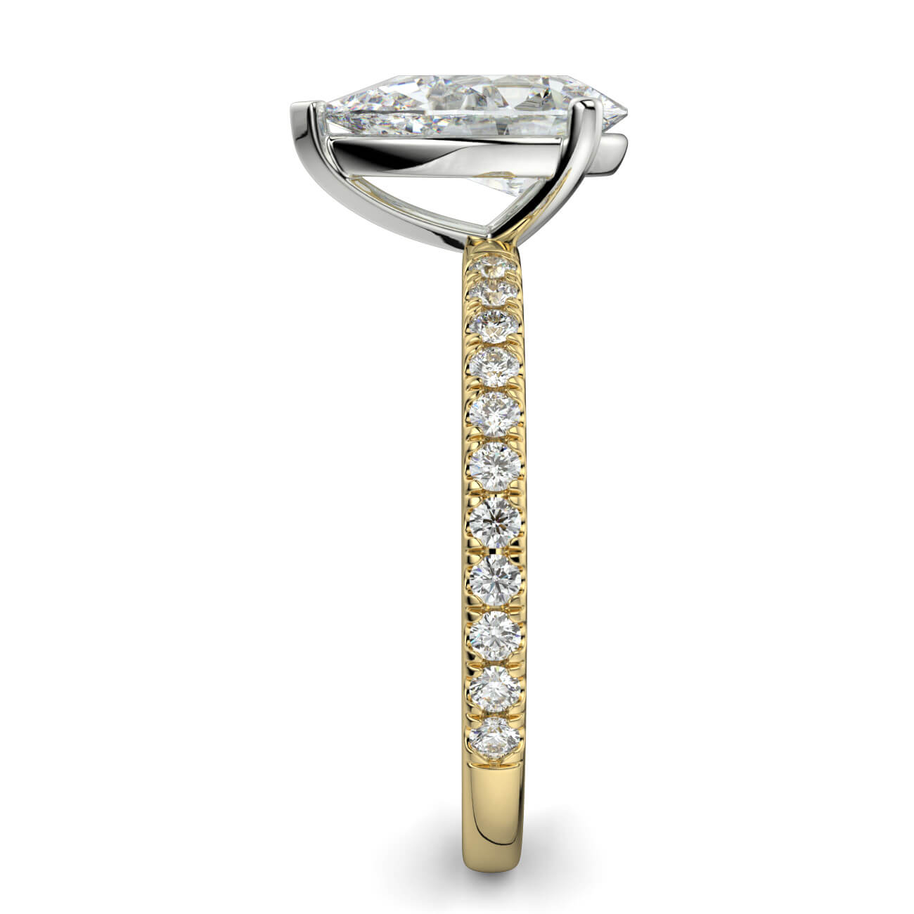 Classic Pear Shape Pavé Diamond Engagement Ring in 18k Yellow & White Gold – Australian Diamond Network