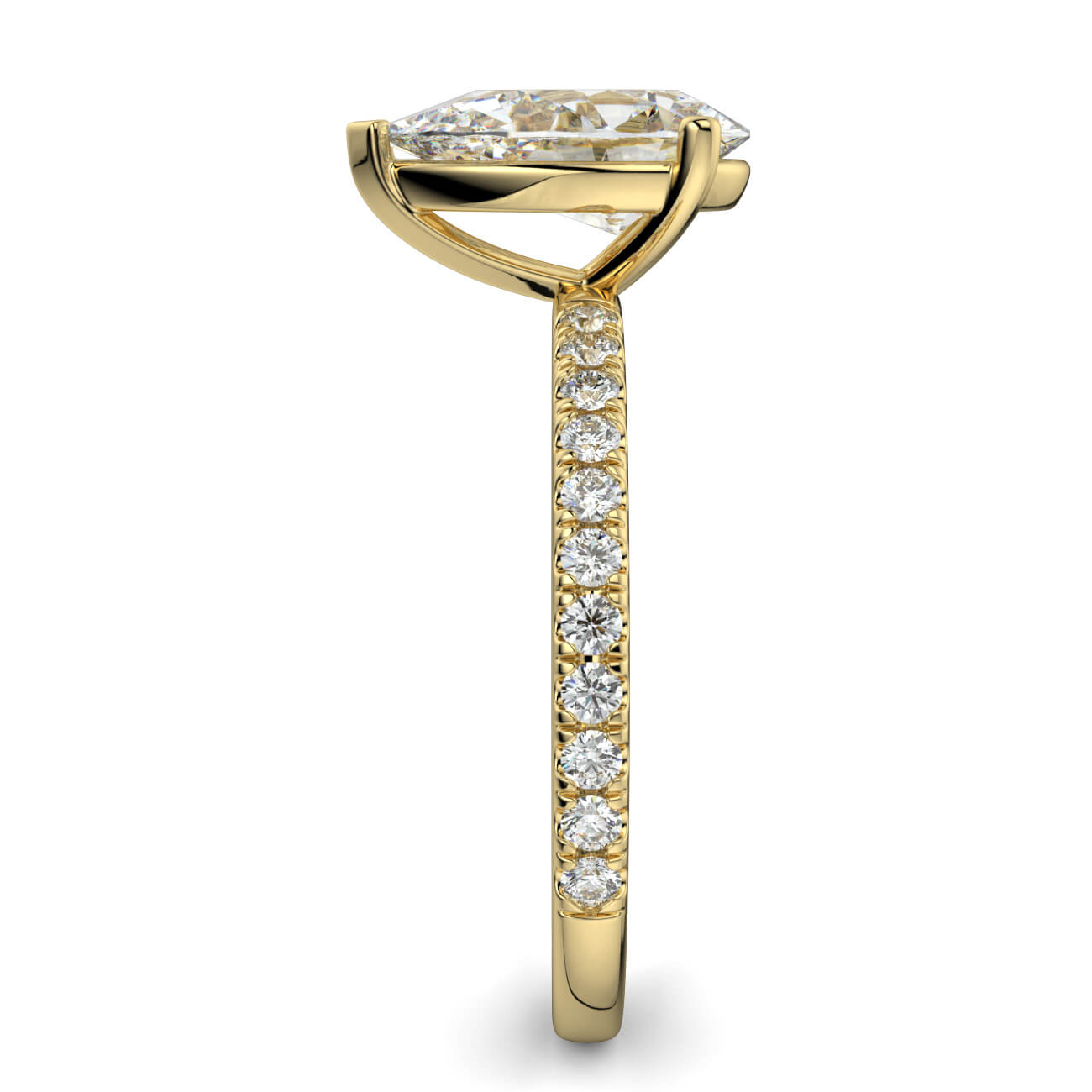 Classic Pear Shape Pavé Diamond Engagement Ring in 18k Yellow Gold – Australian Diamond Network