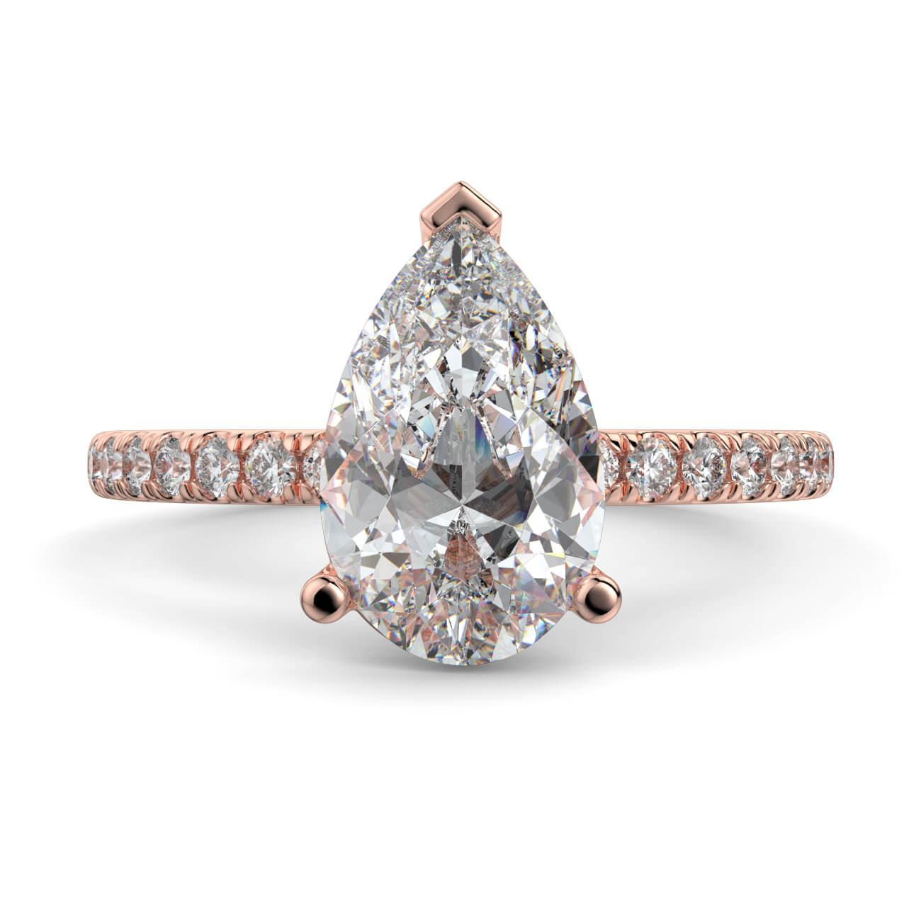 Classic Pear Shape Pavé Diamond Engagement Ring in 18k Rose Gold – Australian Diamond Network