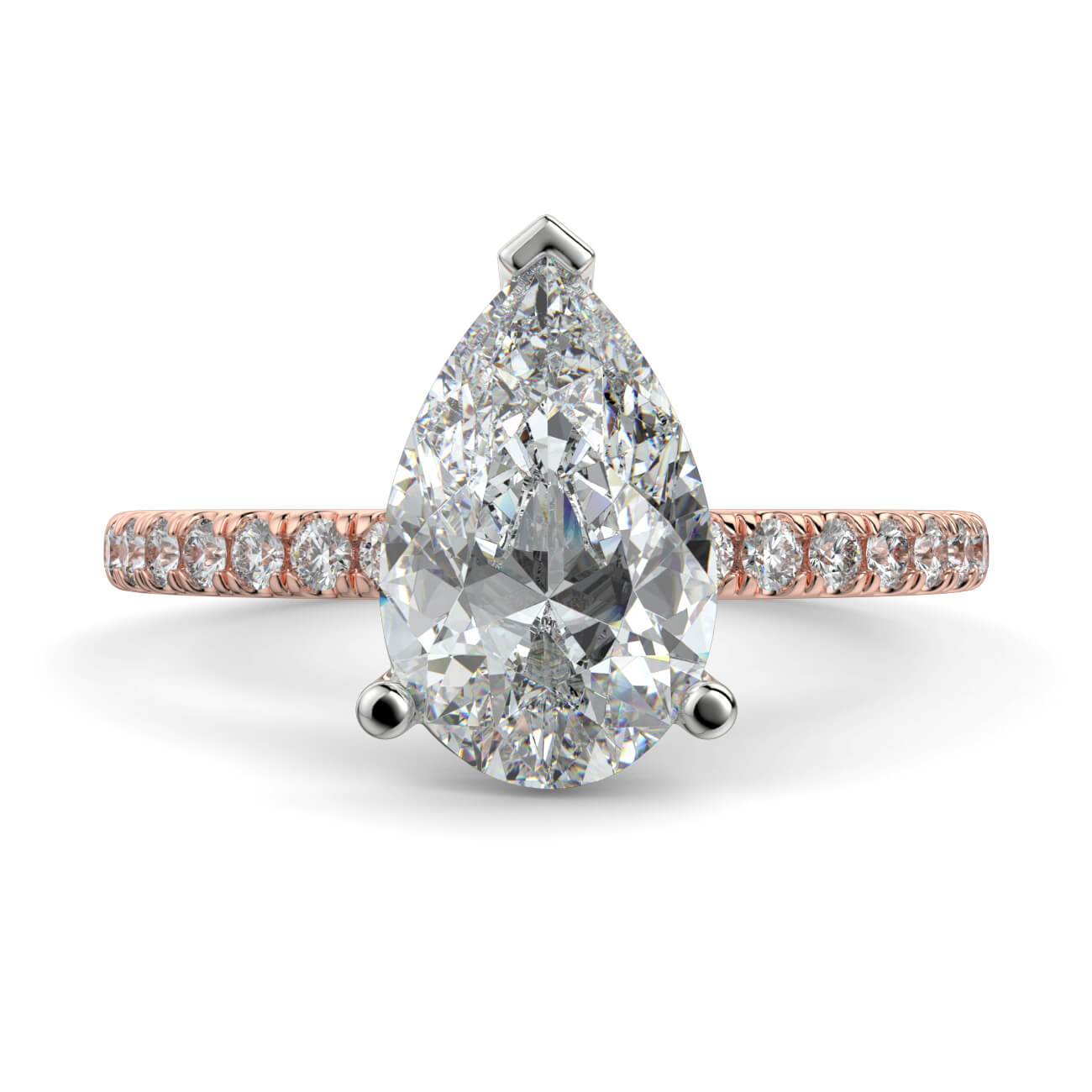 Classic Pear Shape Pavé Diamond Engagement Ring in 18k Rose & White Gold – Australian Diamond Network
