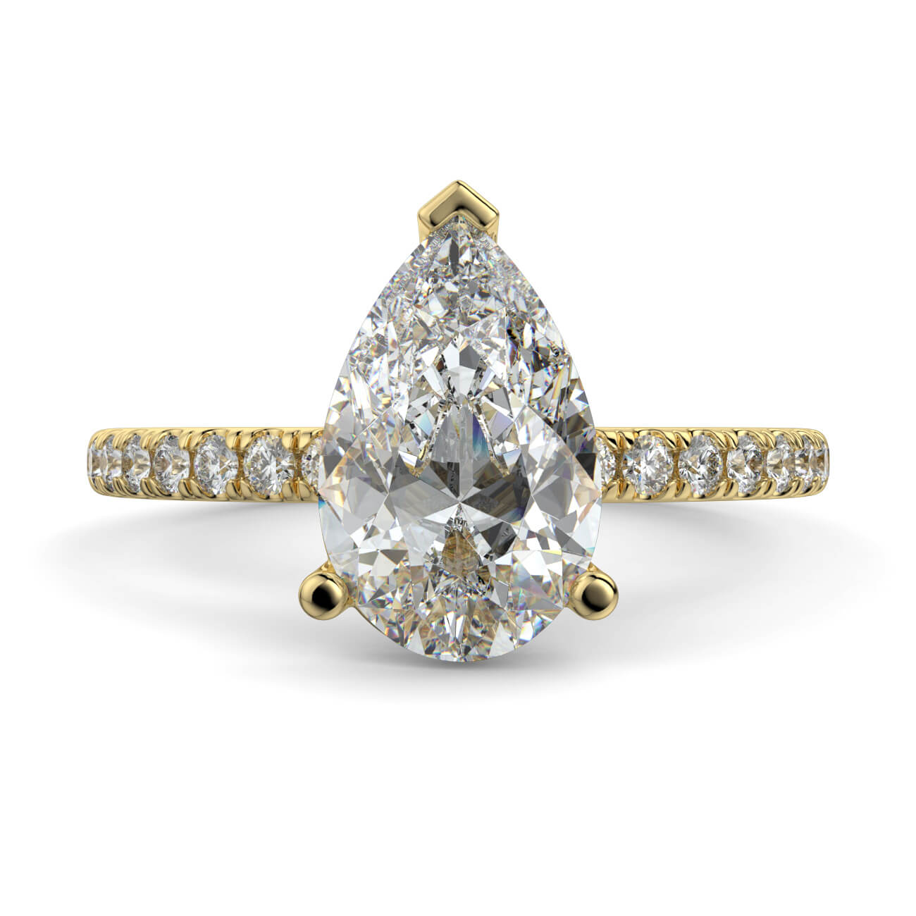 Classic Pear Shape Pavé Diamond Engagement Ring in 18k Yellow Gold – Australian Diamond Network