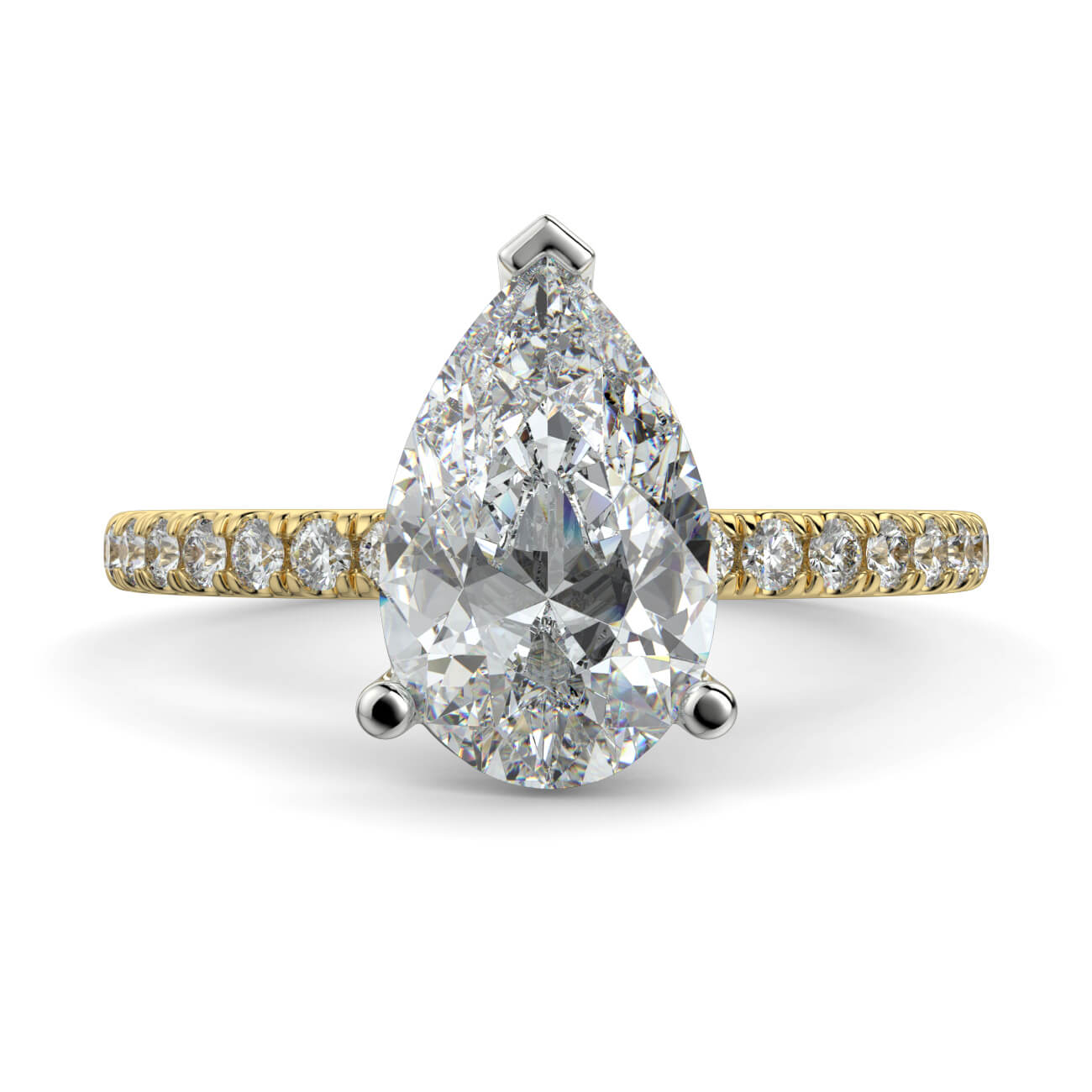 Classic Pear Shape Pavé Diamond Engagement Ring in 18k Yellow & Rose Gold – Australian Diamond Network