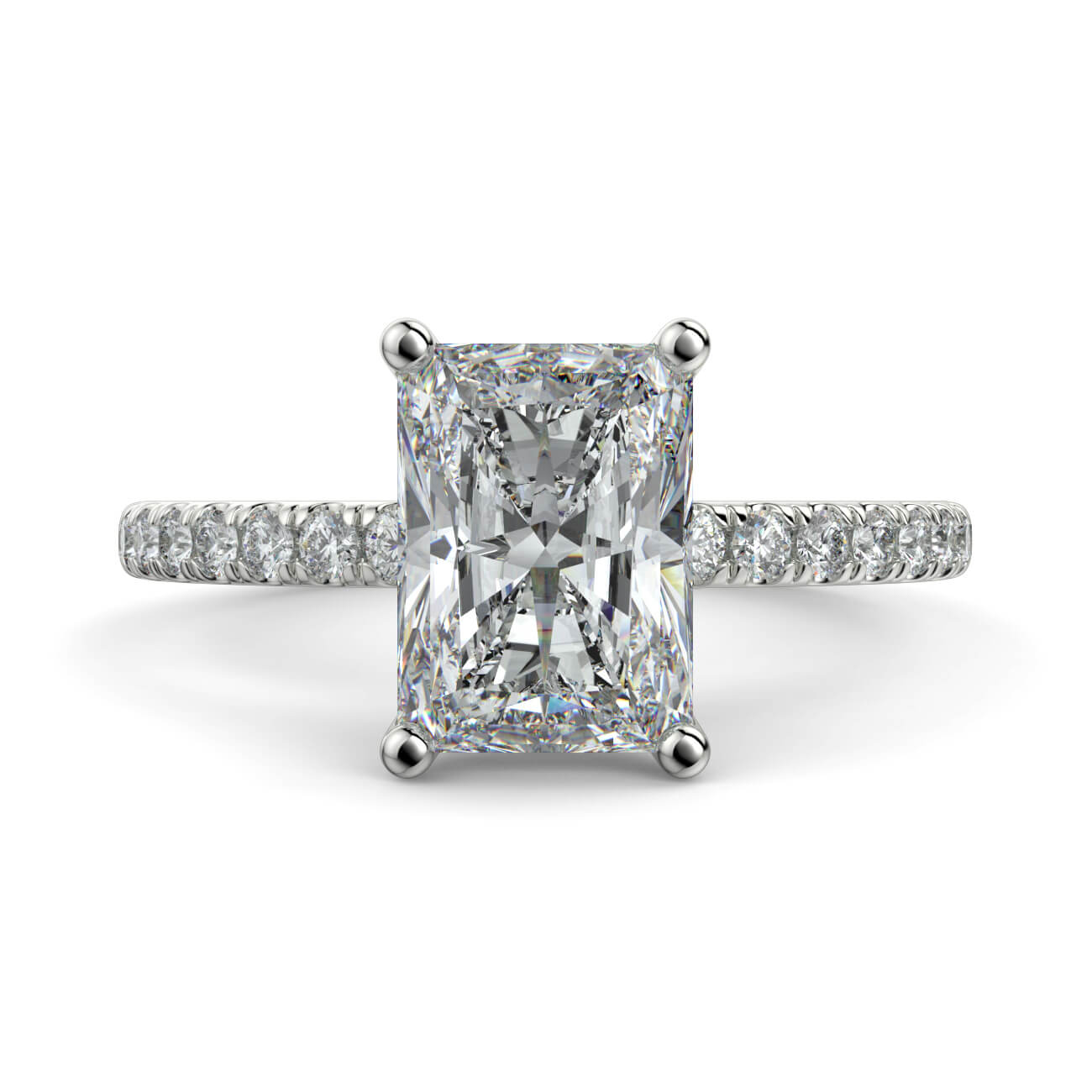 Classic Radiant Cut Pavé Diamond Engagement Ring in Platinum – Australian Diamond Network
