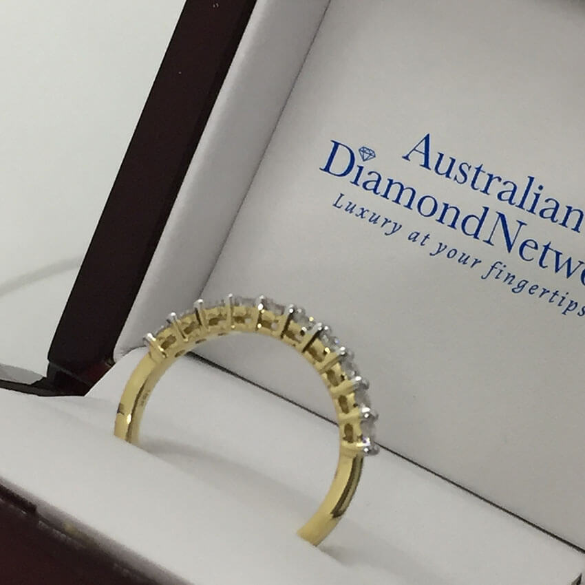 Claw Set Diamond Wedding Ring In An 18k Yellow & White Gold Basket Setting - Australian Diamond Network