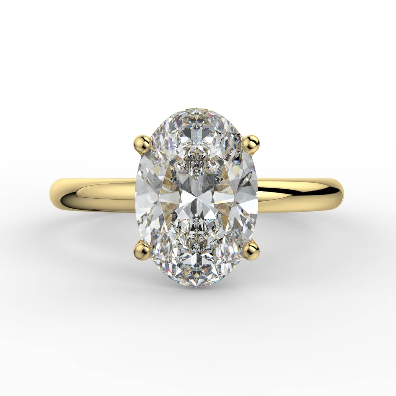 Comfort fit 4 claw oval solitaire diamond ring in yellow gold – Australian Diamond Network