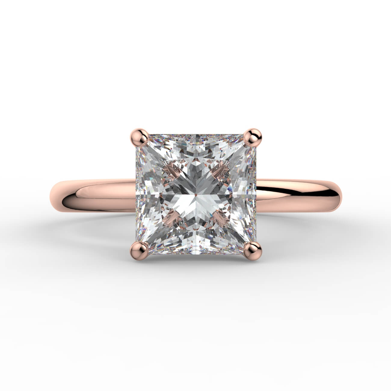 Comfort fit 4 claw princess cut solitaire diamond ring in rose gold – Australian Diamond Network