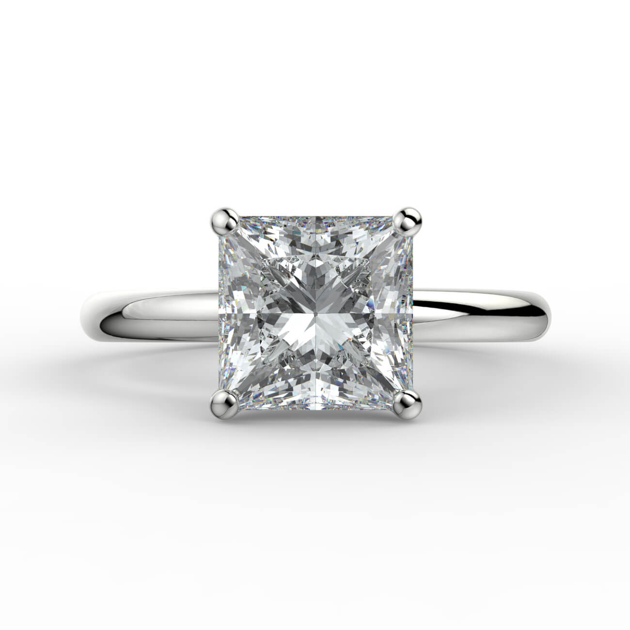 Comfort fit 4 claw princess cut solitaire diamond ring in white gold – Australian Diamond Network