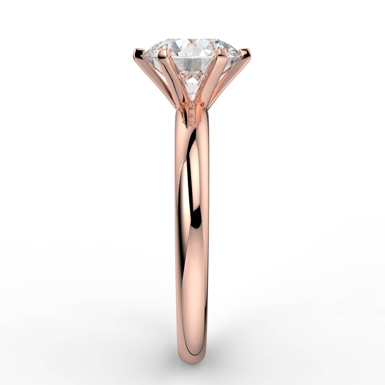 Comfort fit 6 claw solitaire diamond ring in rose gold – Australian Diamond Network