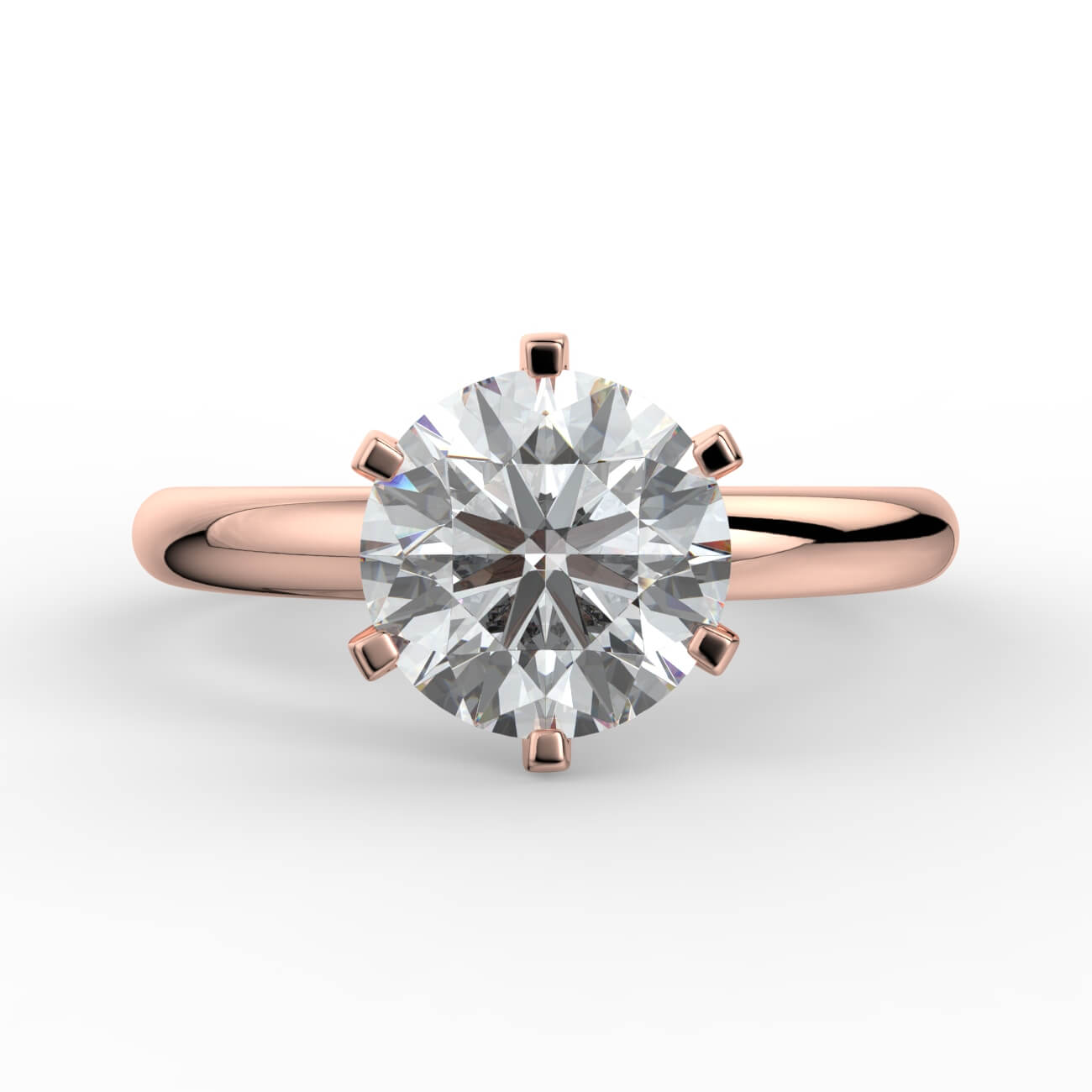 Comfort fit 6 claw solitaire diamond ring in rose gold – Australian Diamond Network