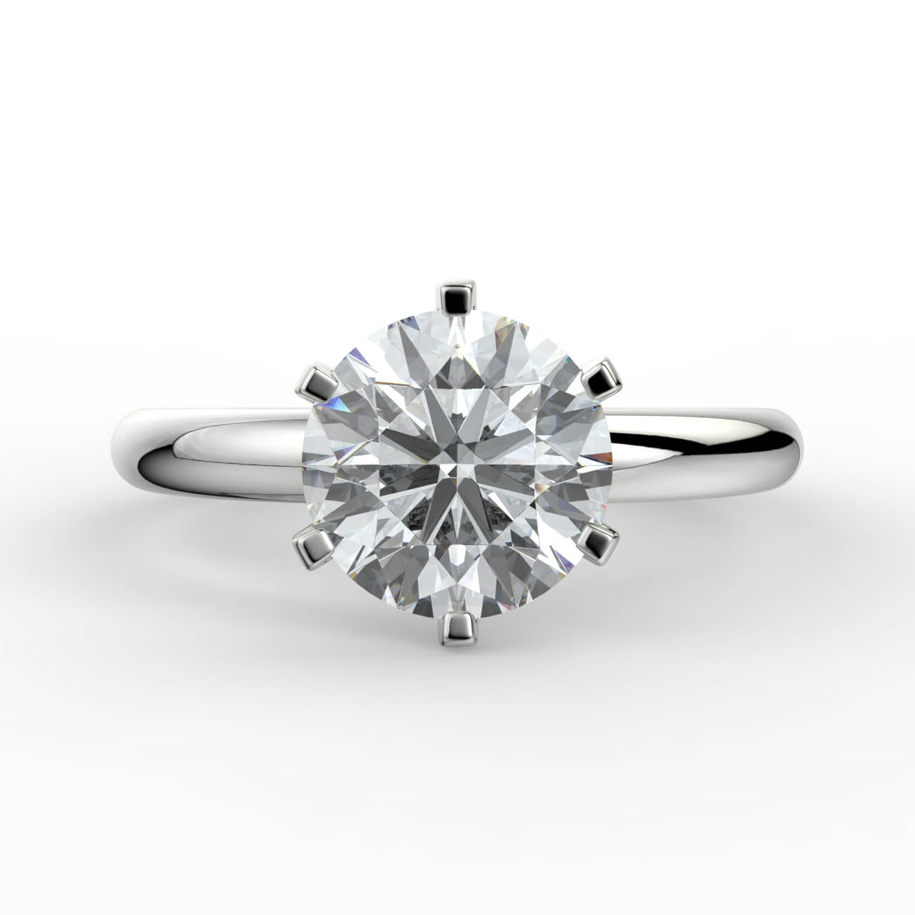 Comfort fit 6 claw solitaire diamond ring in white gold – Australian Diamond Network