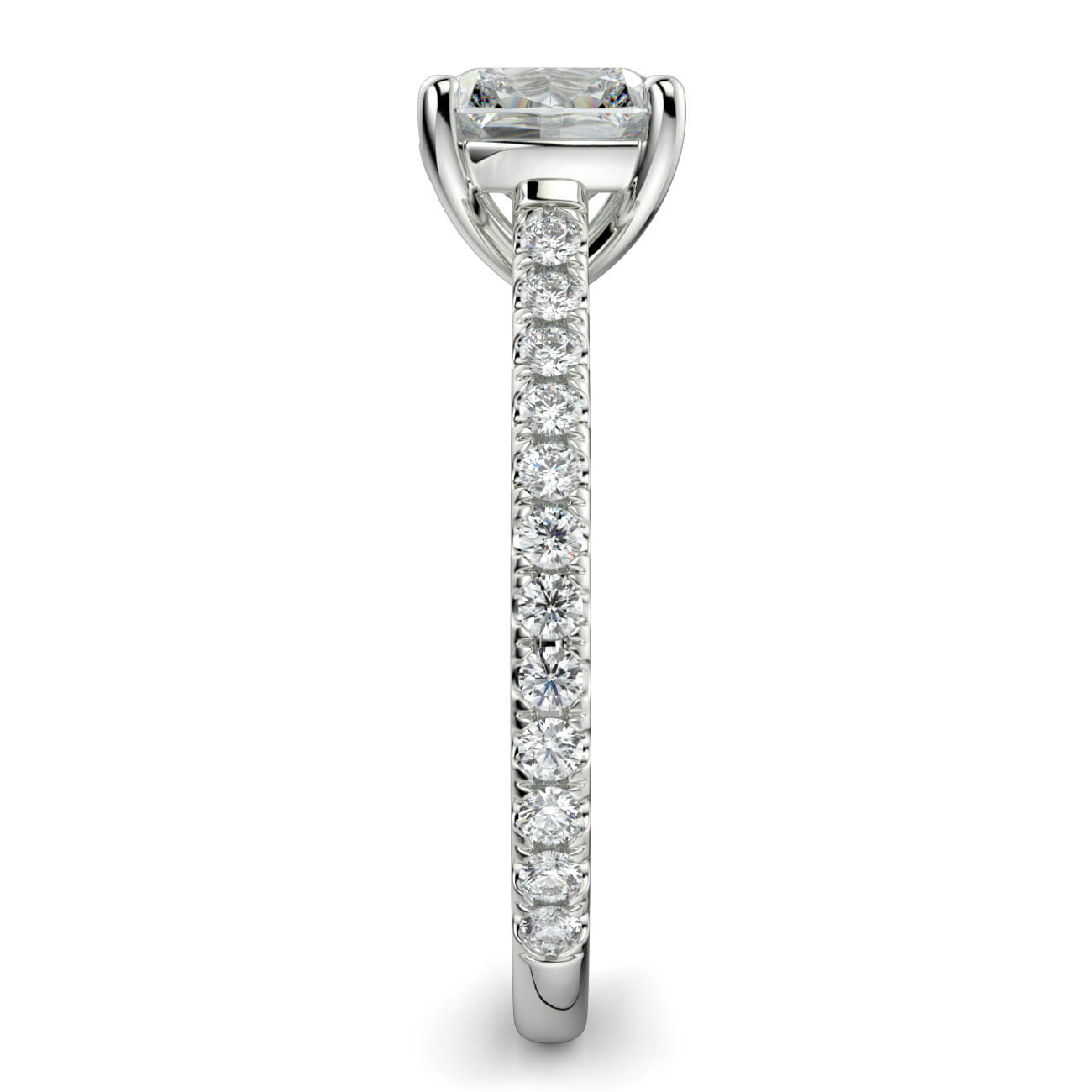 Cushion Cut diamond cathedral engagement ring in white gold – Australian Diamond Network
