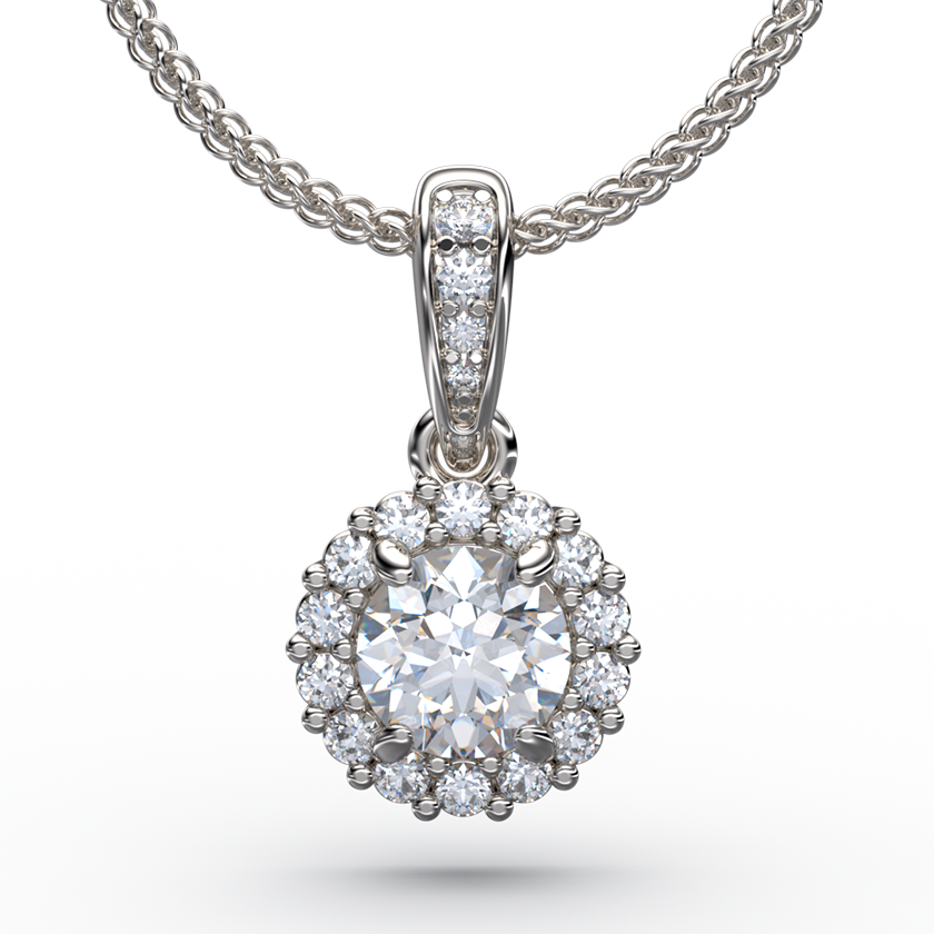 Diamond Solitaire Pendant Necklace With Halo and Gold Chain - Australian Diamond Network