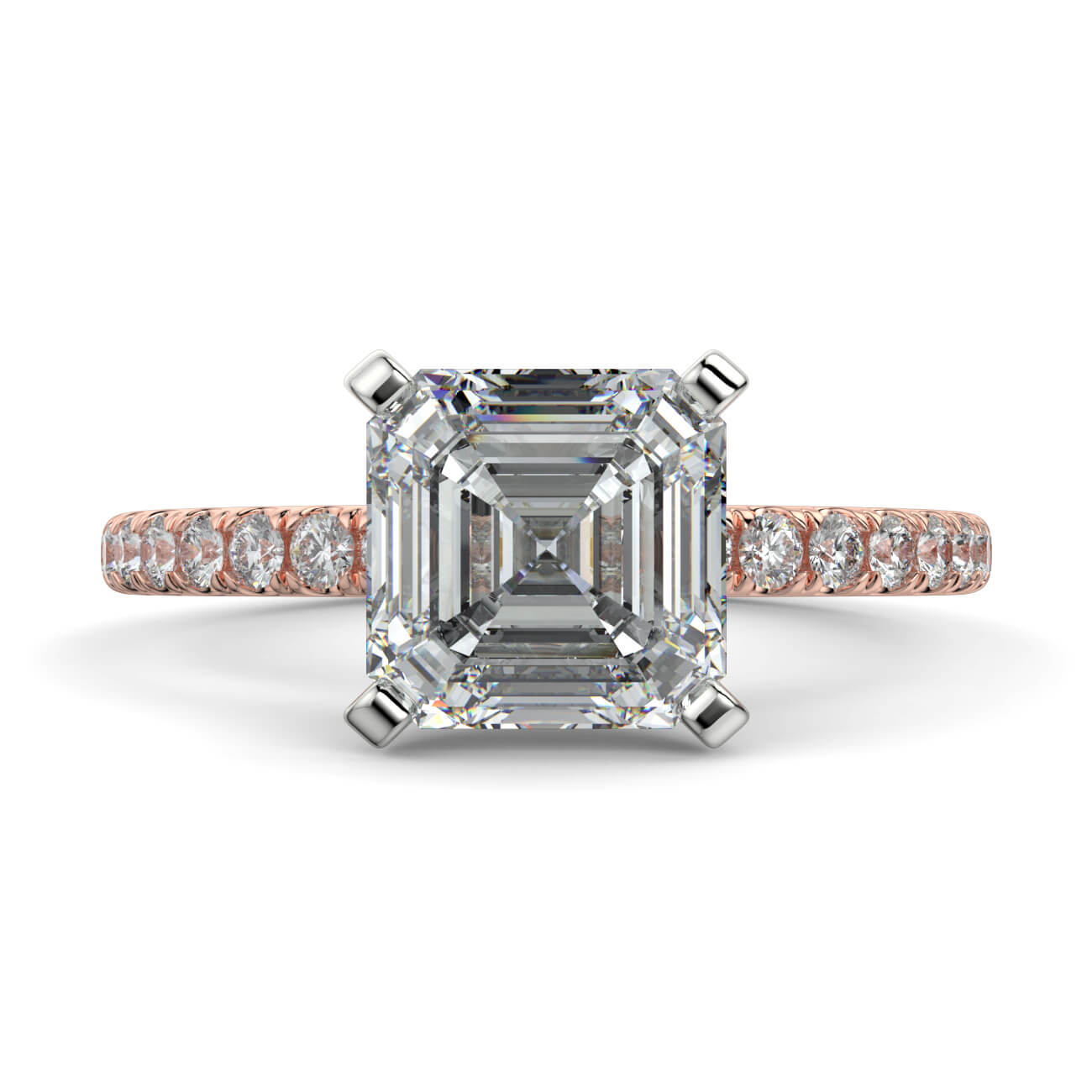 Delicate ‘Liat’ Asscher Cut Diamond Engagement Ring in 18k Rose and White Gold – Australian Diamond Network