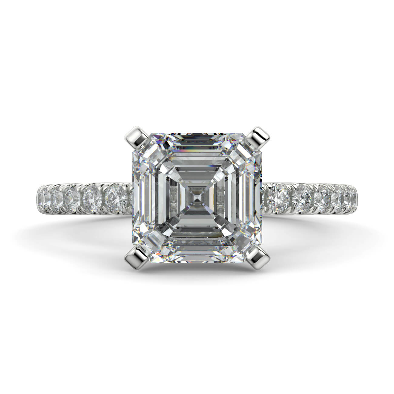 Delicate ‘Liat’ Asscher Cut Diamond Engagement Ring in 18k White Gold – Australian Diamond Network