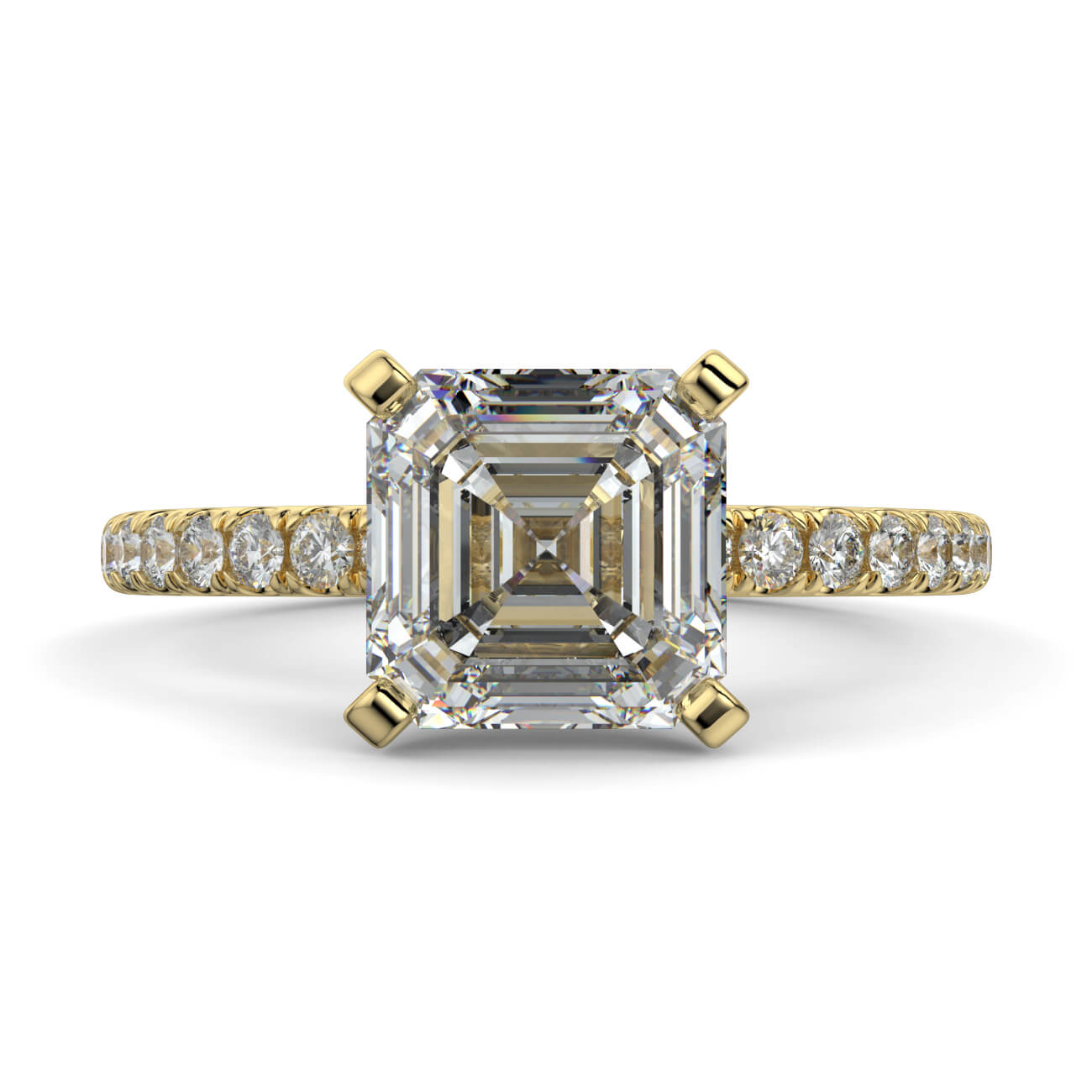 Delicate ‘Liat’ Asscher Cut Diamond Engagement Ring in 18k Yellow Gold – Australian Diamond Network