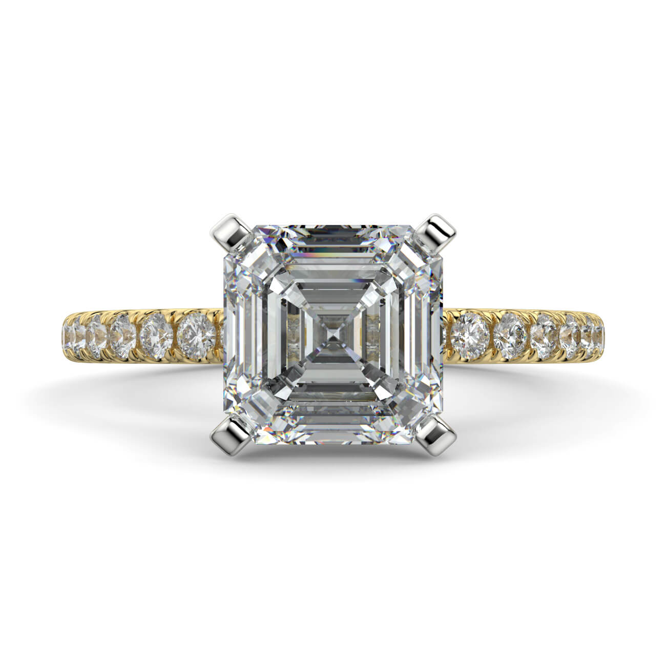 Delicate ‘Liat’ Asscher Cut Diamond Engagement Ring in 18k Yellow and White Gold – Australian Diamond Network