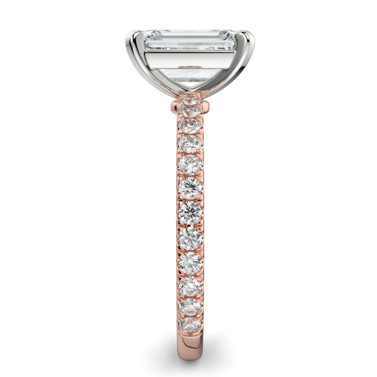 Delicate ‘Liat’ Emerald Cut Diamond Engagement Ring in 18k Rose and White Gold – Australian Diamond Network