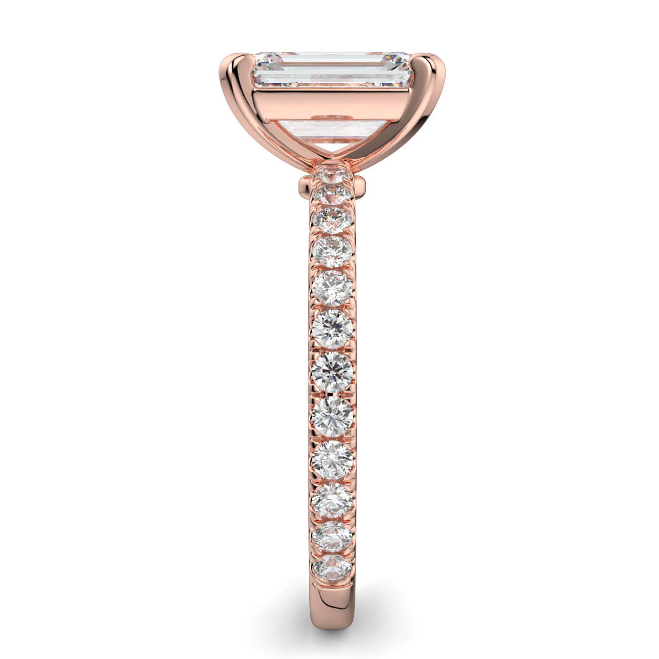 Delicate ‘Liat’ Emerald Cut Diamond Engagement Ring in 18k Rose Gold – Australian Diamond Network