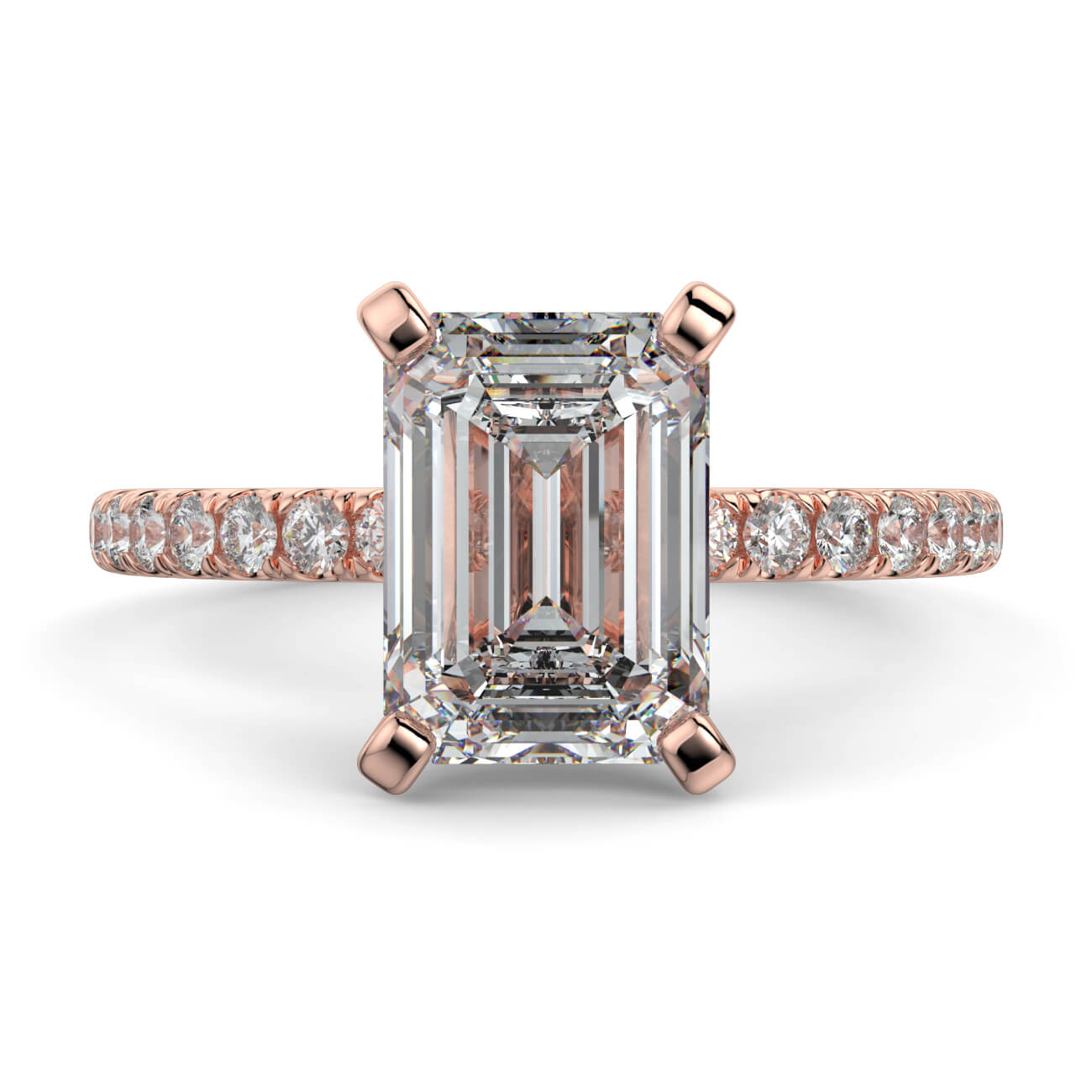 Delicate ‘Liat’ Emerald Cut Diamond Engagement Ring in 18k Rose Gold – Australian Diamond Network