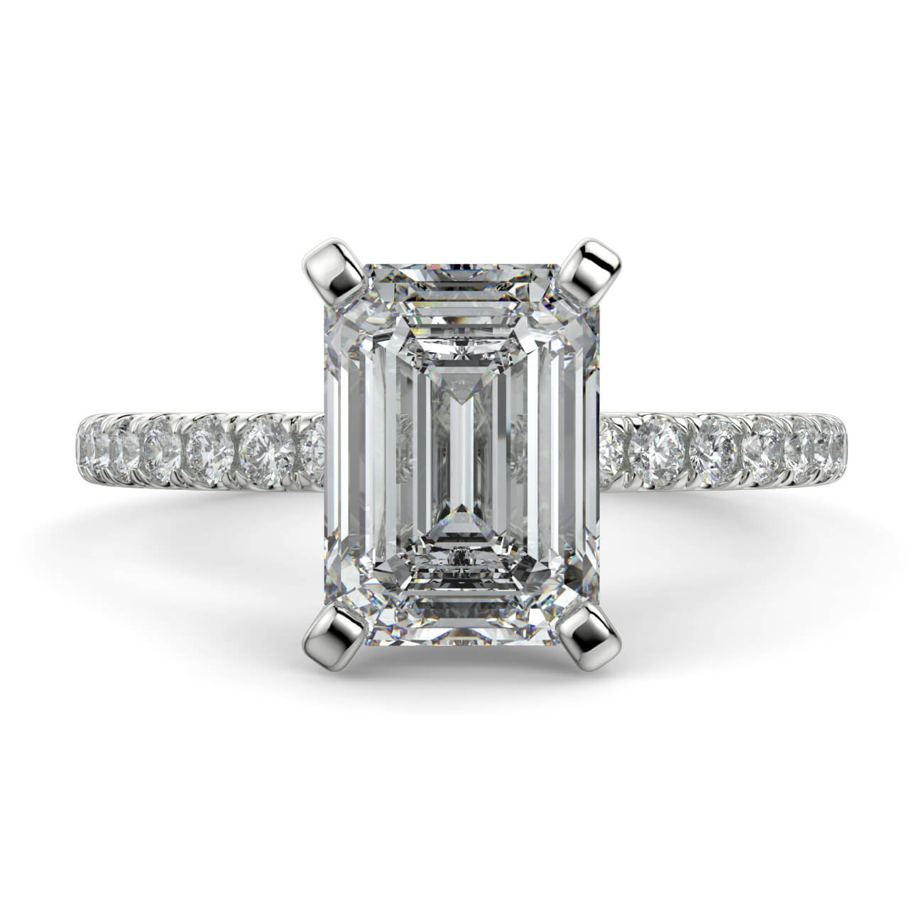 Delicate ‘Liat’ Emerald Cut Diamond Engagement Ring in 18k White Gold – Australian Diamond Network