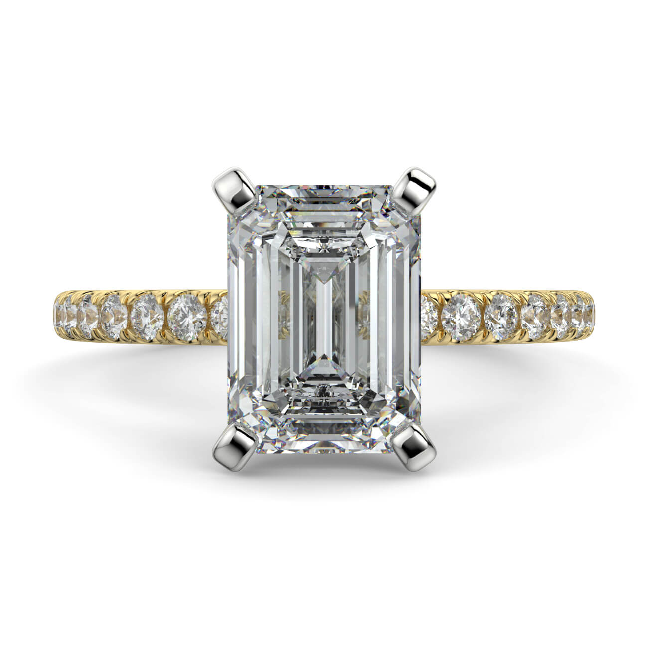 Delicate ‘Liat’ Emerald Cut Diamond Engagement Ring in 18k Yellow and White Gold – Australian Diamond Network