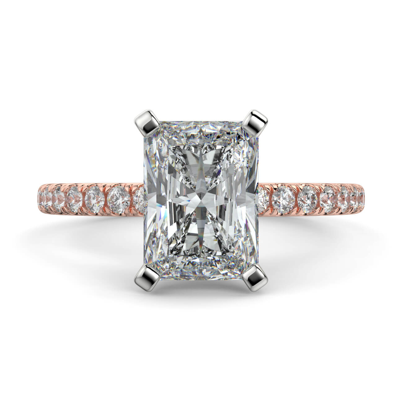 Delicate ‘Liat’ Radiant Cut Diamond Engagement Ring in 18k Rose and White Gold – Australian Diamond Network