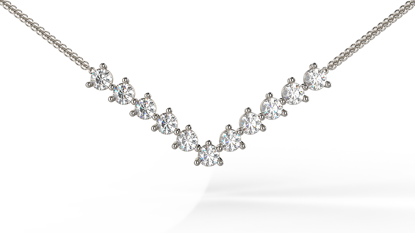 diamond chevron pendant necklace 18k white gold - Australian Diamond Network