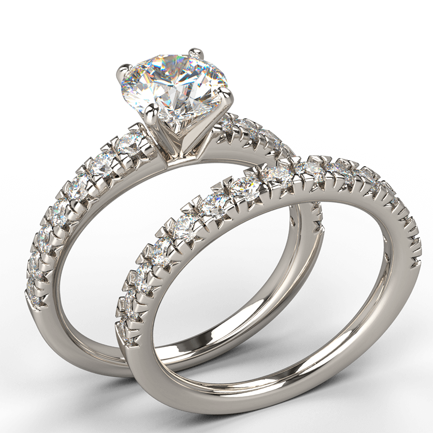 french pave claw diamond wedding ring white gold - Australian Diamond Network