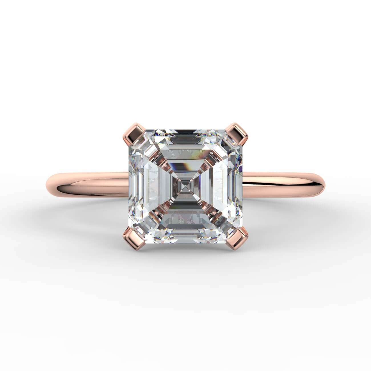 Knife-edge solitaire asscher cut diamond engagement ring in rose gold – Australian Diamond Network