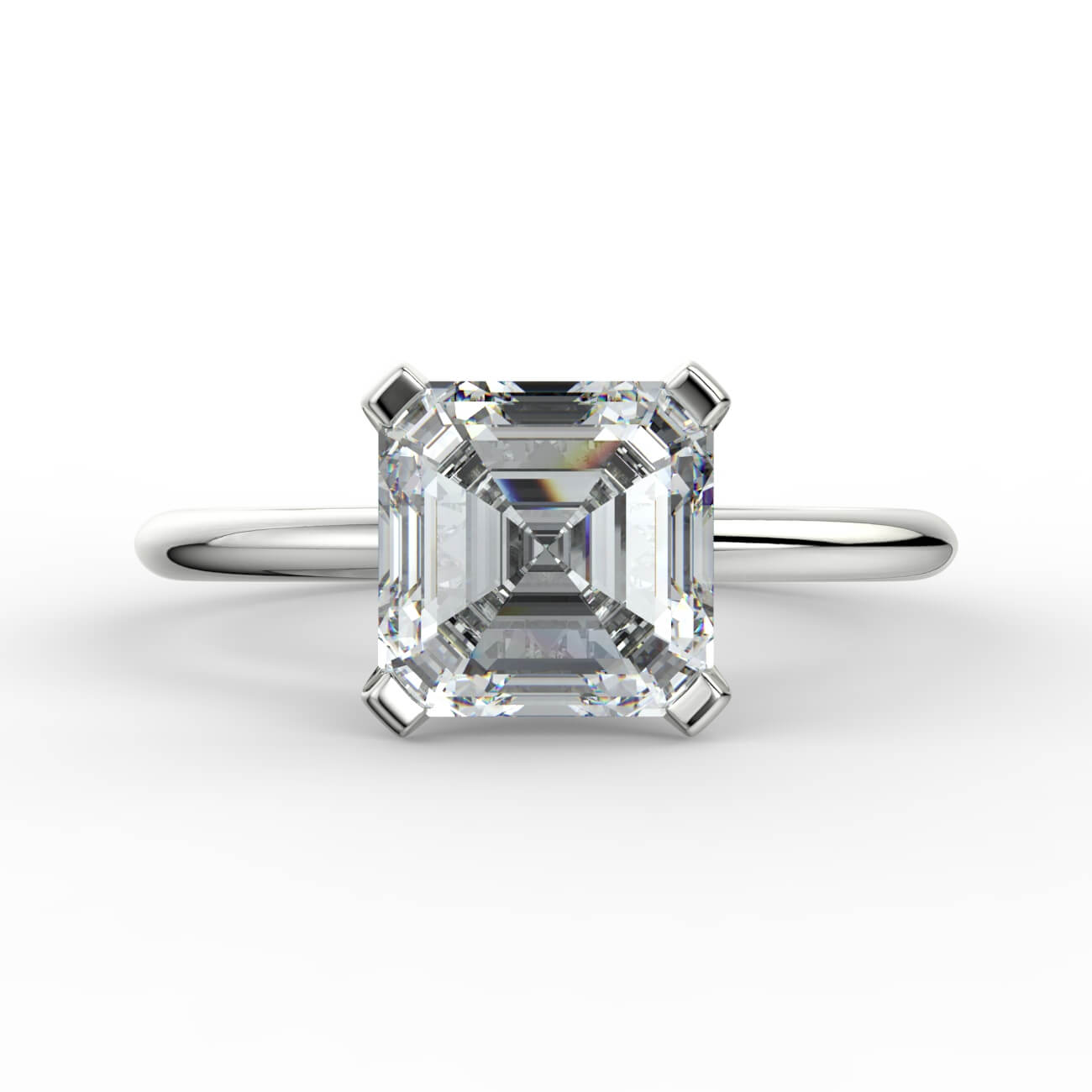 Knife-edge solitaire asscher cut diamond engagement ring in platinum – Australian Diamond Network