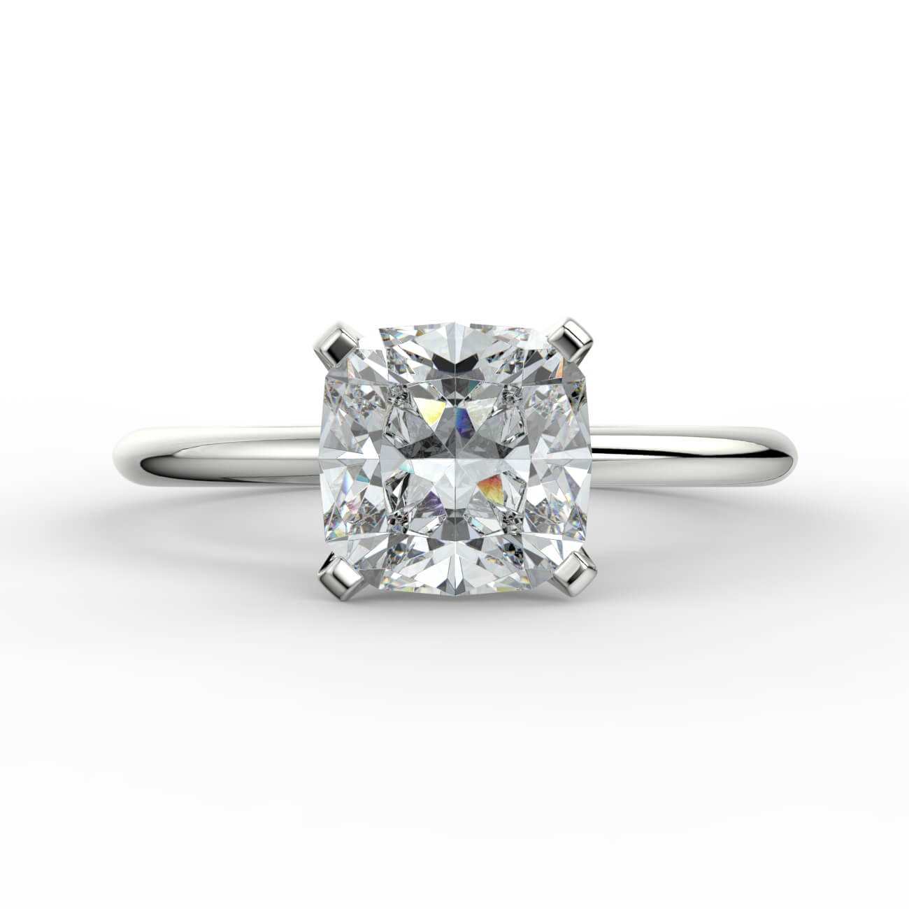 Knife-edge solitaire cushion cut diamond engagement ring in white gold – Australian Diamond Network