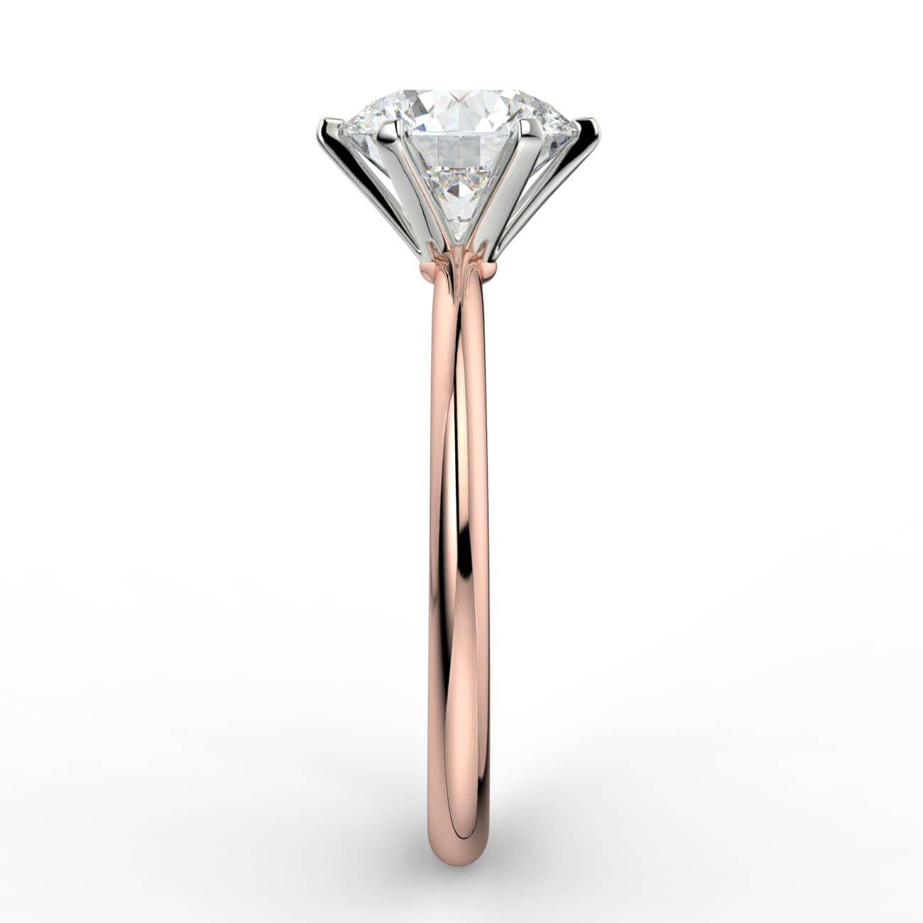 Knife-edge solitaire diamond engagement ring in rose and white gold – Australian Diamond Network