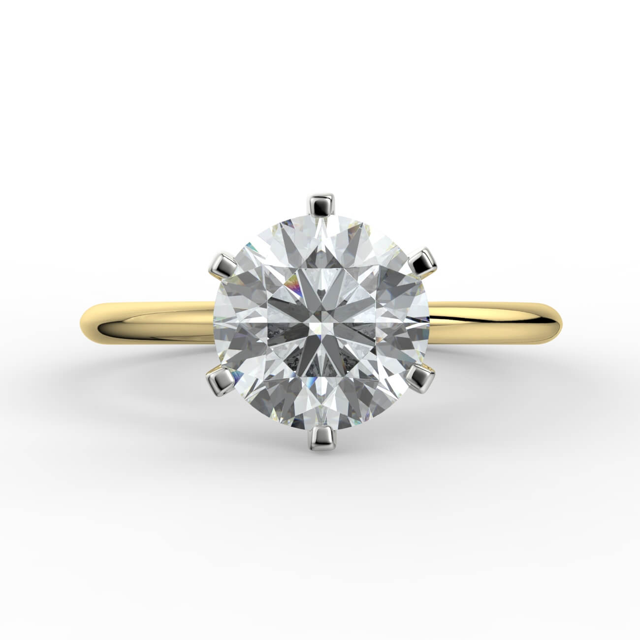 Knife-edge solitaire diamond engagement ring in white and yellow gold – Australian Diamond Network