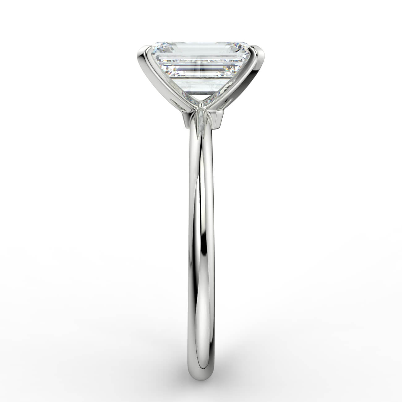 Knife-edge solitaire emerald cut diamond engagement ring in white gold – Australian Diamond Network