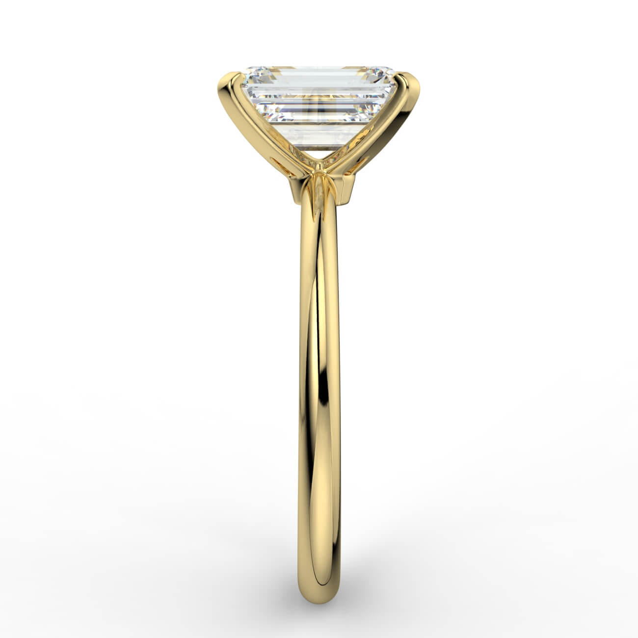 Knife-edge solitaire emerald cut diamond engagement ring in yellow gold – Australian Diamond Network