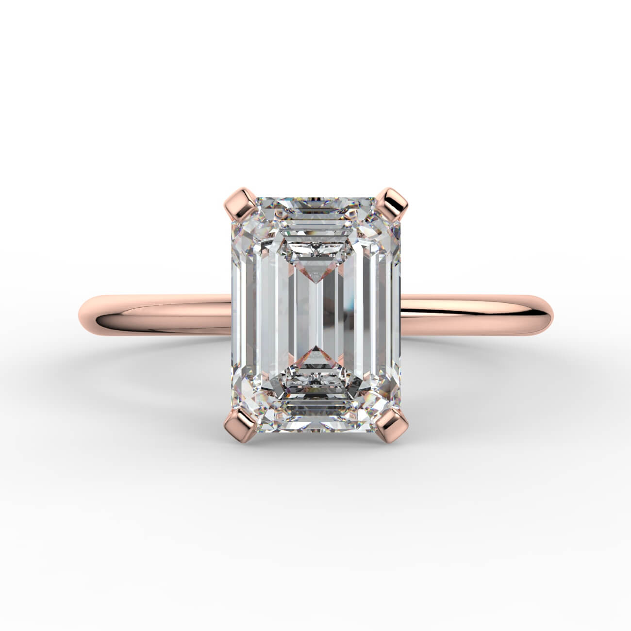 Knife-edge solitaire emerald cut diamond engagement ring in rose gold – Australian Diamond Network