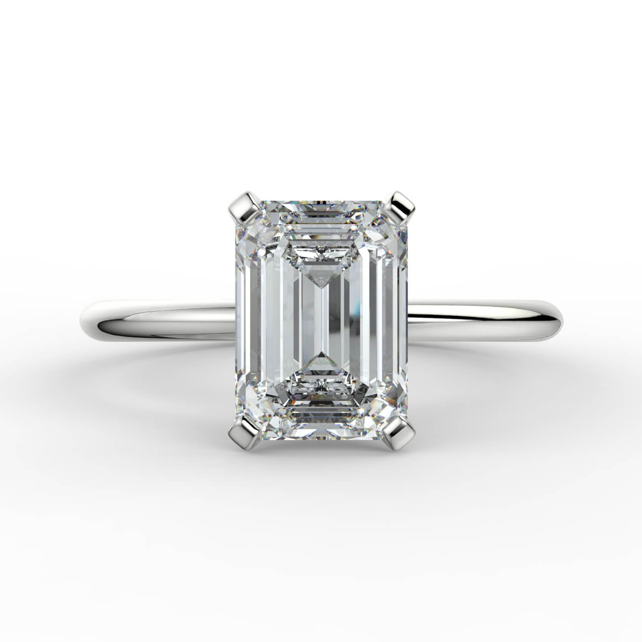 Knife-edge solitaire emerald cut diamond engagement ring in white gold – Australian Diamond Network