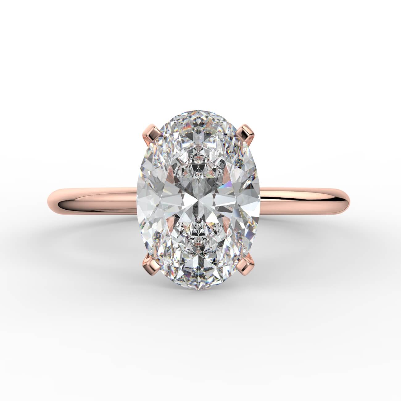 Knife-edge solitaire oval diamond engagement ring in rose gold – Australian Diamond Network