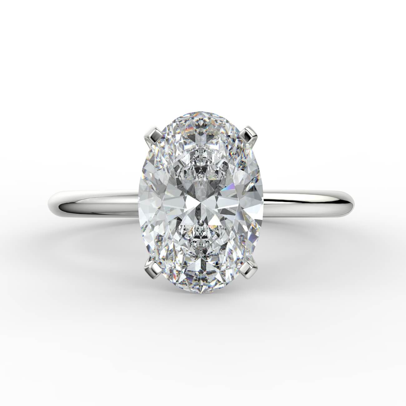 Knife-edge solitaire oval diamond engagement ring in platinum – Australian Diamond Network