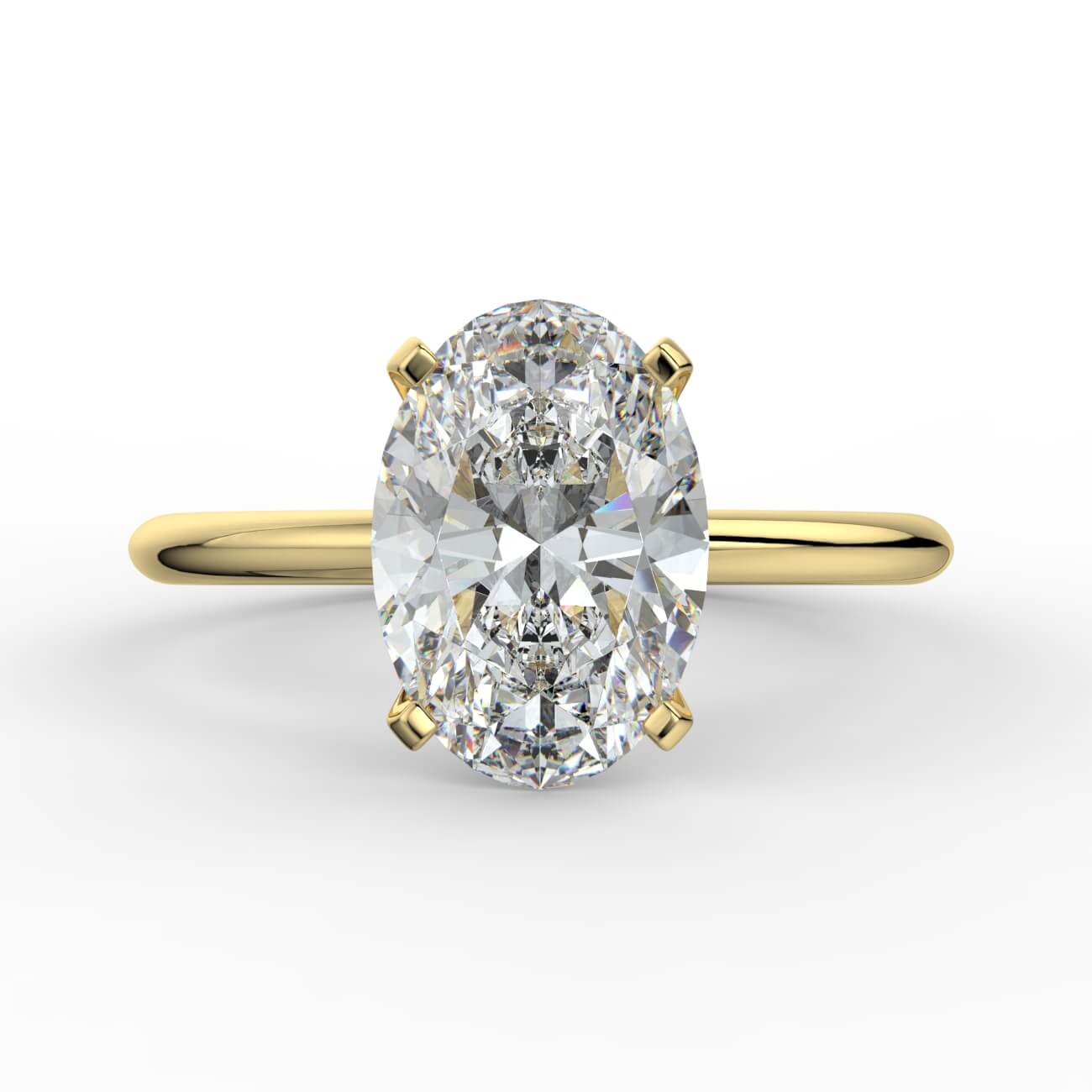 Knife-edge solitaire oval diamond engagement ring in yellow gold – Australian Diamond Network