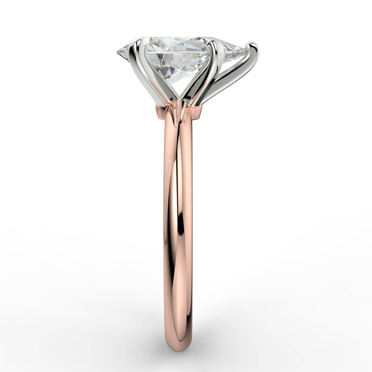 Knife-edge solitaire pear diamond engagement ring in rose and white gold – Australian Diamond Network