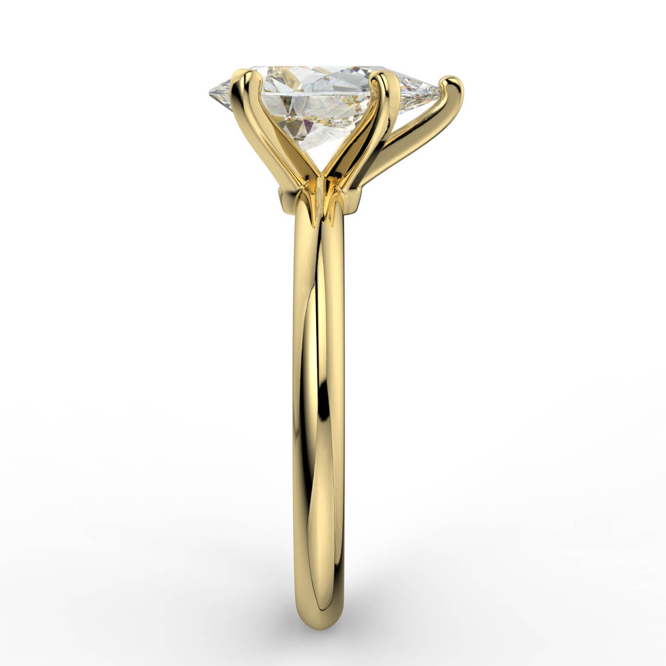 Knife-edge solitaire pear diamond engagement ring in yellow gold – Australian Diamond Network