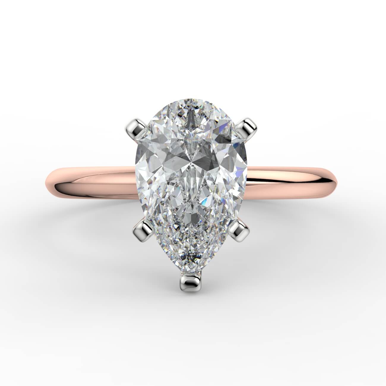 Knife-edge solitaire pear diamond engagement ring in white and rose gold – Australian Diamond Network