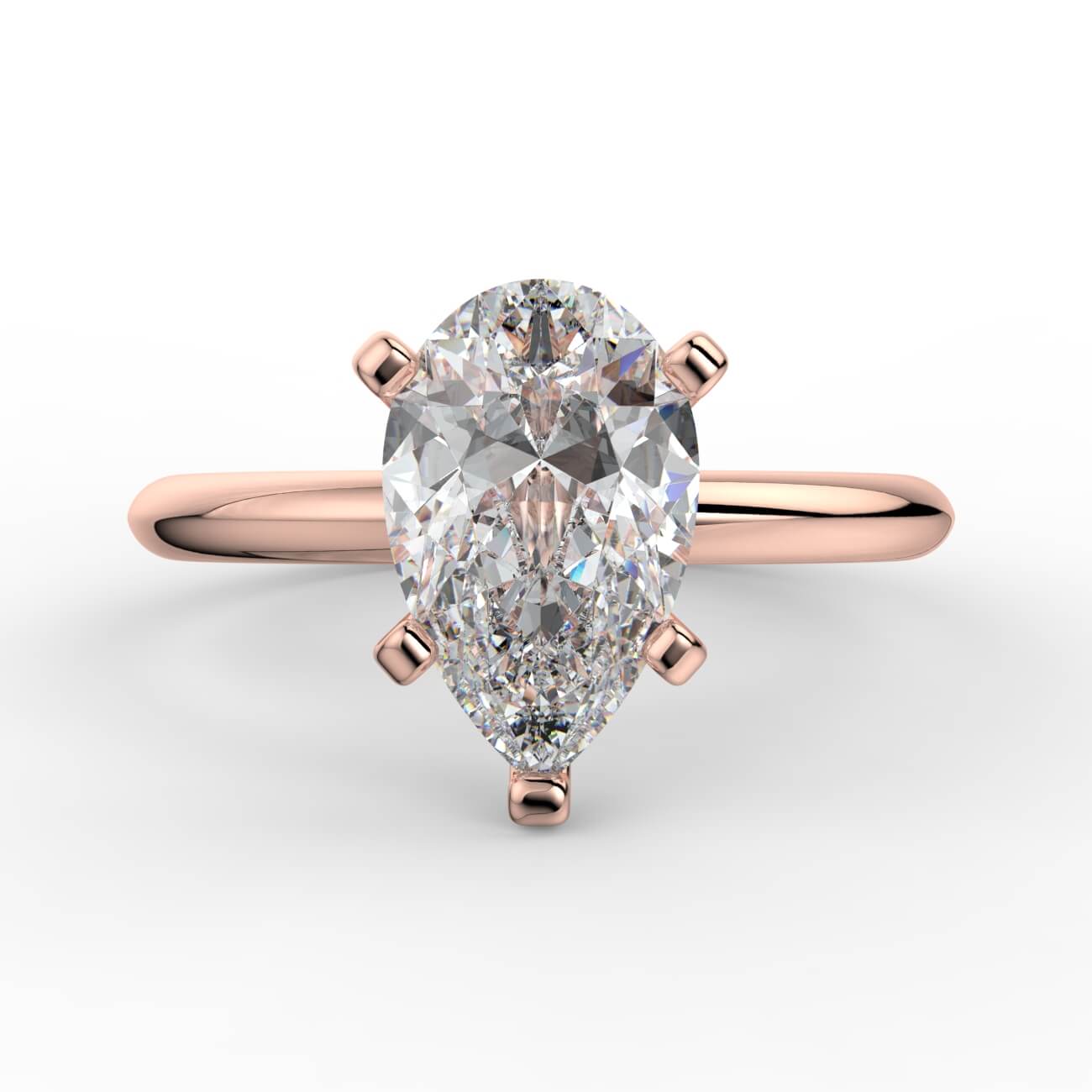 Knife-edge solitaire pear diamond engagement ring in rose gold – Australian Diamond Network
