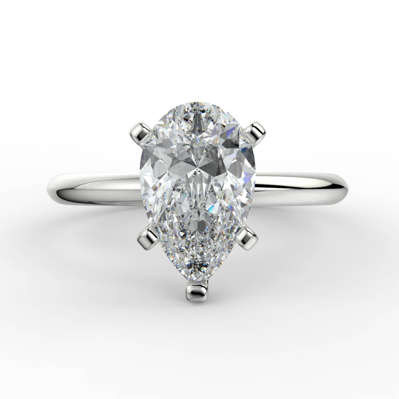Knife-edge solitaire pear diamond engagement ring in white gold – Australian Diamond Network