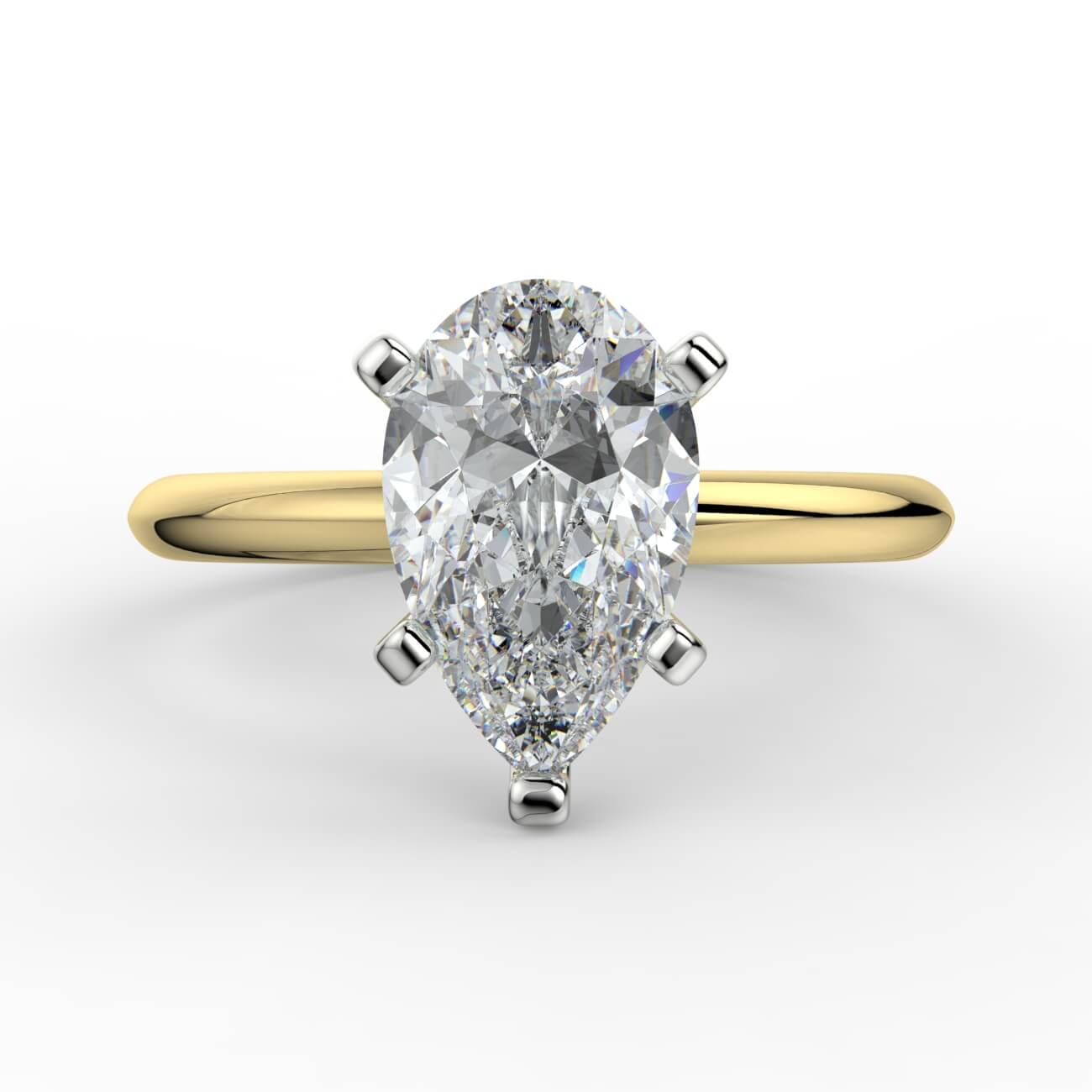 Knife-edge solitaire pear diamond engagement ring in white and yellow gold – Australian Diamond Network