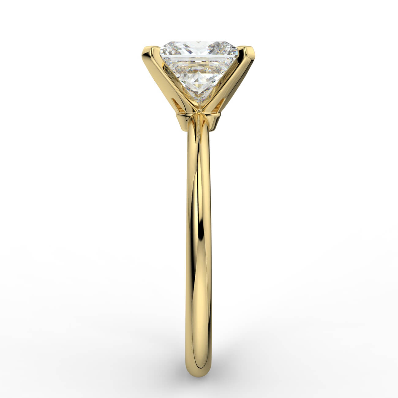 Knife-edge solitaire princess cut diamond engagement ring in yellow gold – Australian Diamond Network