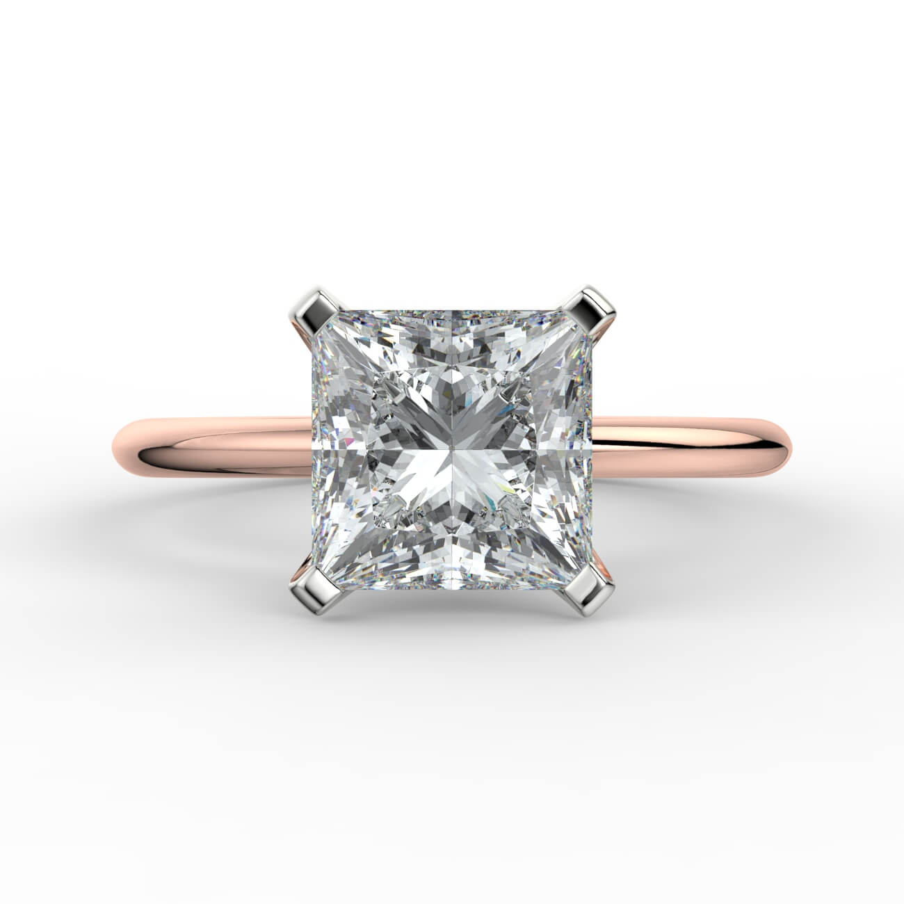 Knife-edge solitaire princess cut diamond engagement ring in white and rose gold – Australian Diamond Network