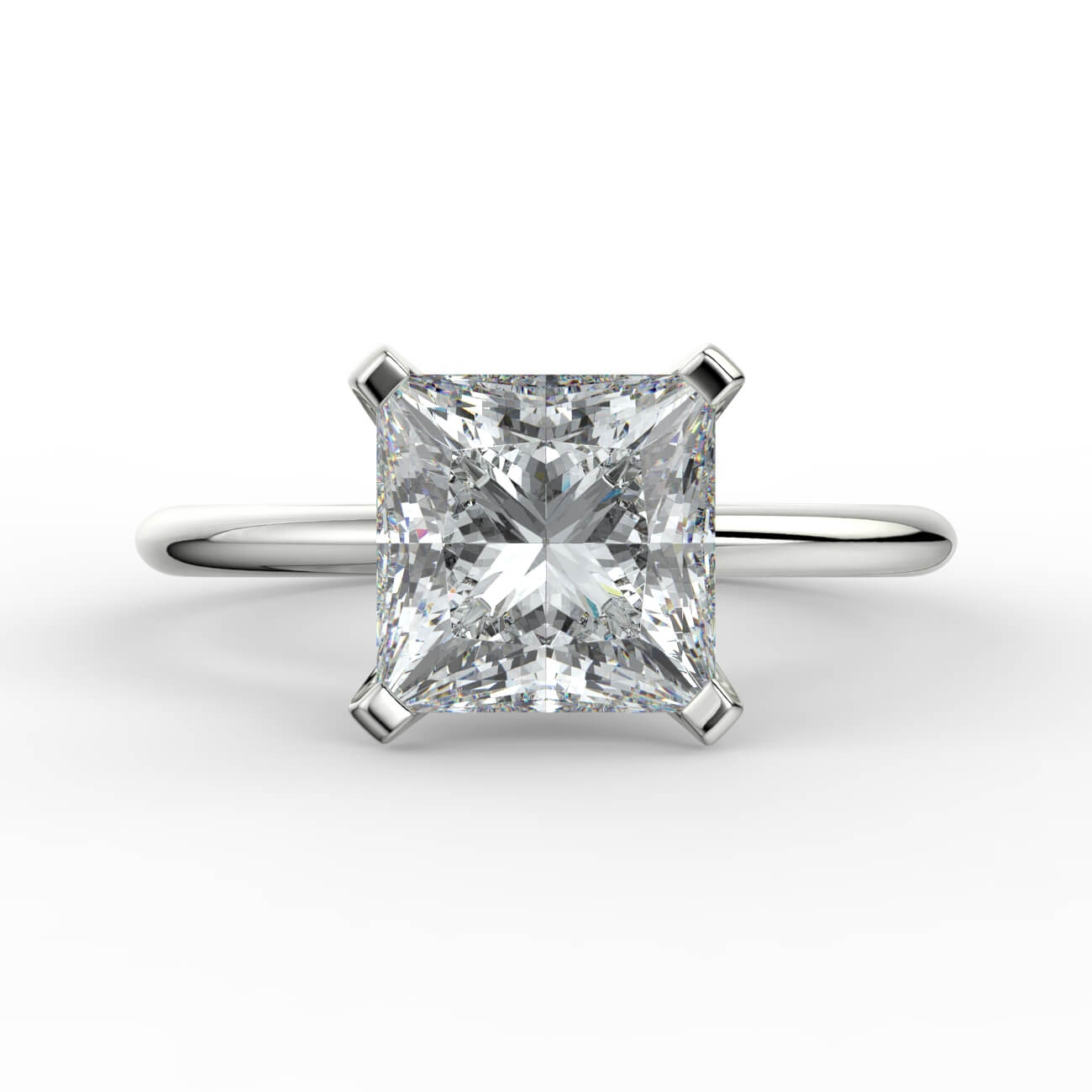 Knife-edge solitaire princess cut diamond engagement ring in platinum – Australian Diamond Network