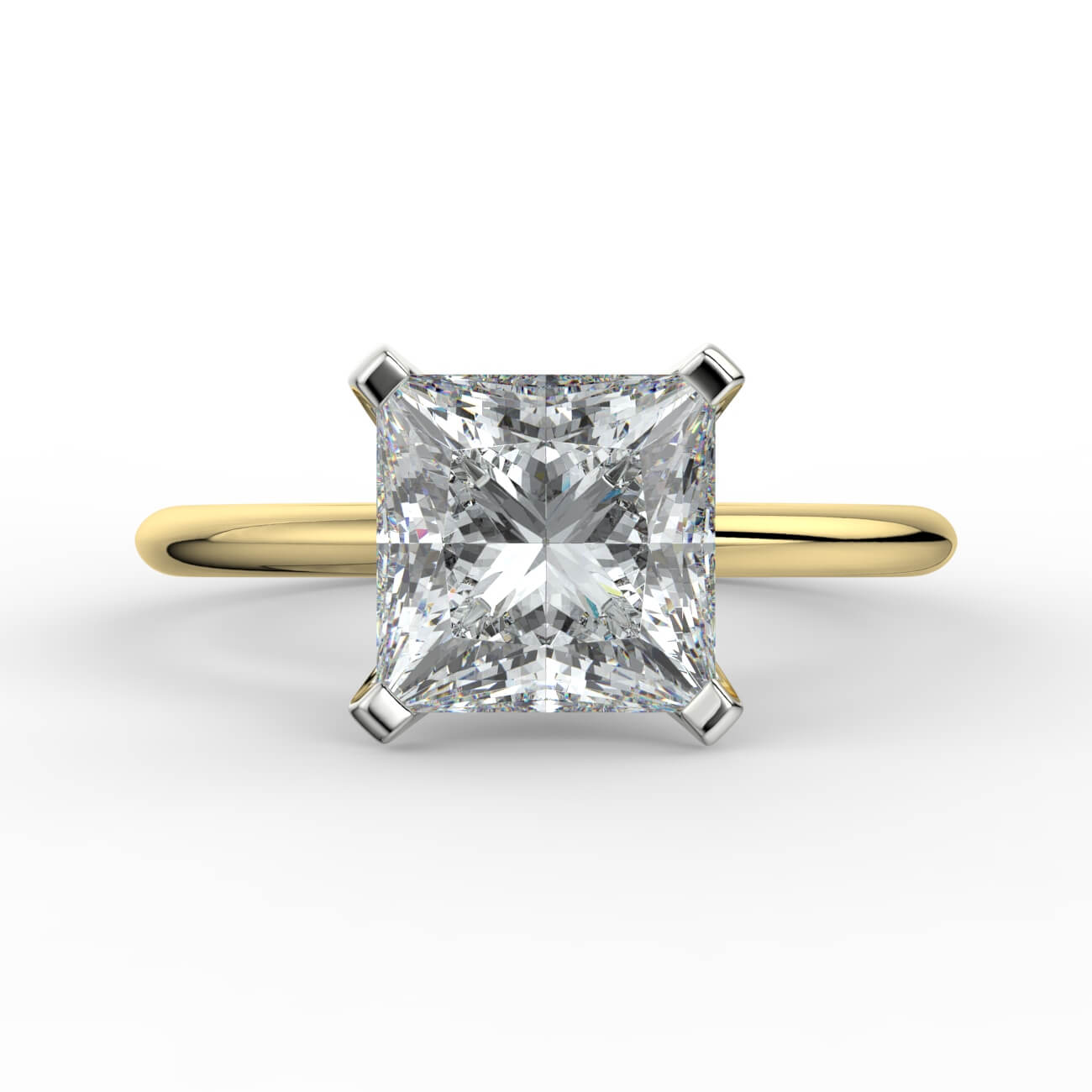 Knife-edge solitaire princess cut diamond engagement ring in white and yellow gold – Australian Diamond Network